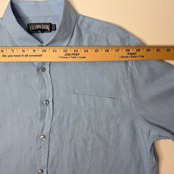 Vilebrequin 100% Linen Men’s Blue Long Sleeve Shirt Size XL Button Up - Picture 6 of 11
